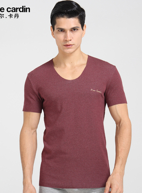 皮尔卡丹内衣男士上衣 专柜同款P55262 棉冰丝无痕U领短袖T恤汗衫