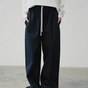 WITHSUUGAR|100%全棉防泼水抽绳弹力腰头直筒休闲长裤西装裤