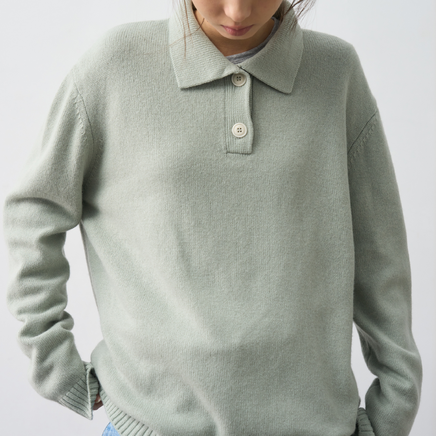 翻领套头羊毛衫POLO领