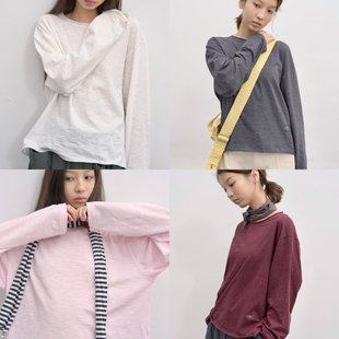 WITHSUUGAR｜进口竹节棉面料圆领卷边长袖T恤