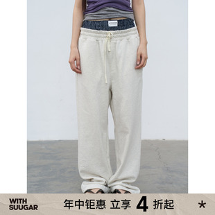 WITHSUUGAR｜410G重磅亲肤宽松版 经典 可束脚刺绣纯棉卫裤