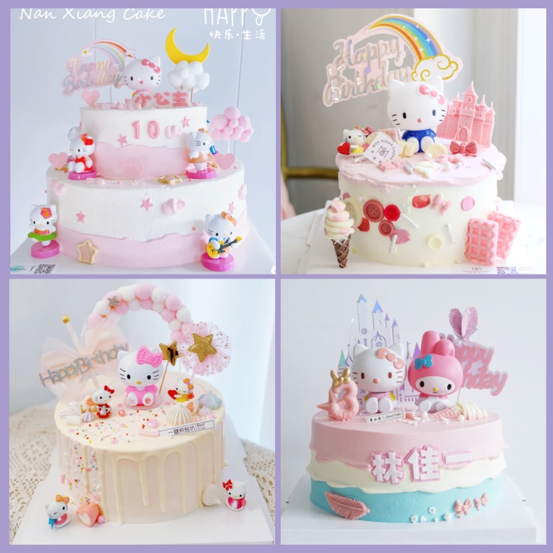 hellokitty女孩蛋糕装饰摆件女宝宝生日礼物车载玩偶KT猫咪玩具