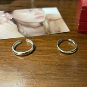 label通体S925纯银电镀白金戒指happyrim同款 自制out 日常通勤