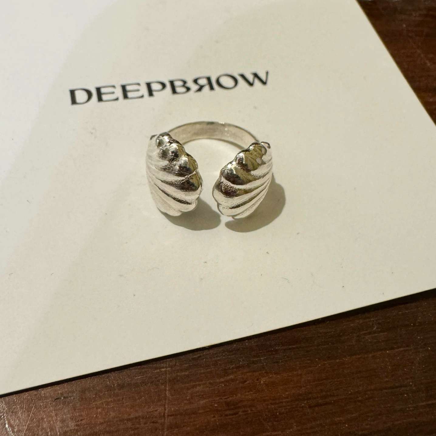 韩国deepbrow纯银贝壳开口戒指