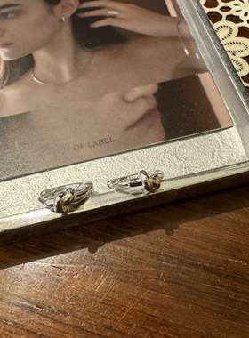 自制韩代out of label同款通体S925纯银纽结mini耳环耳扣