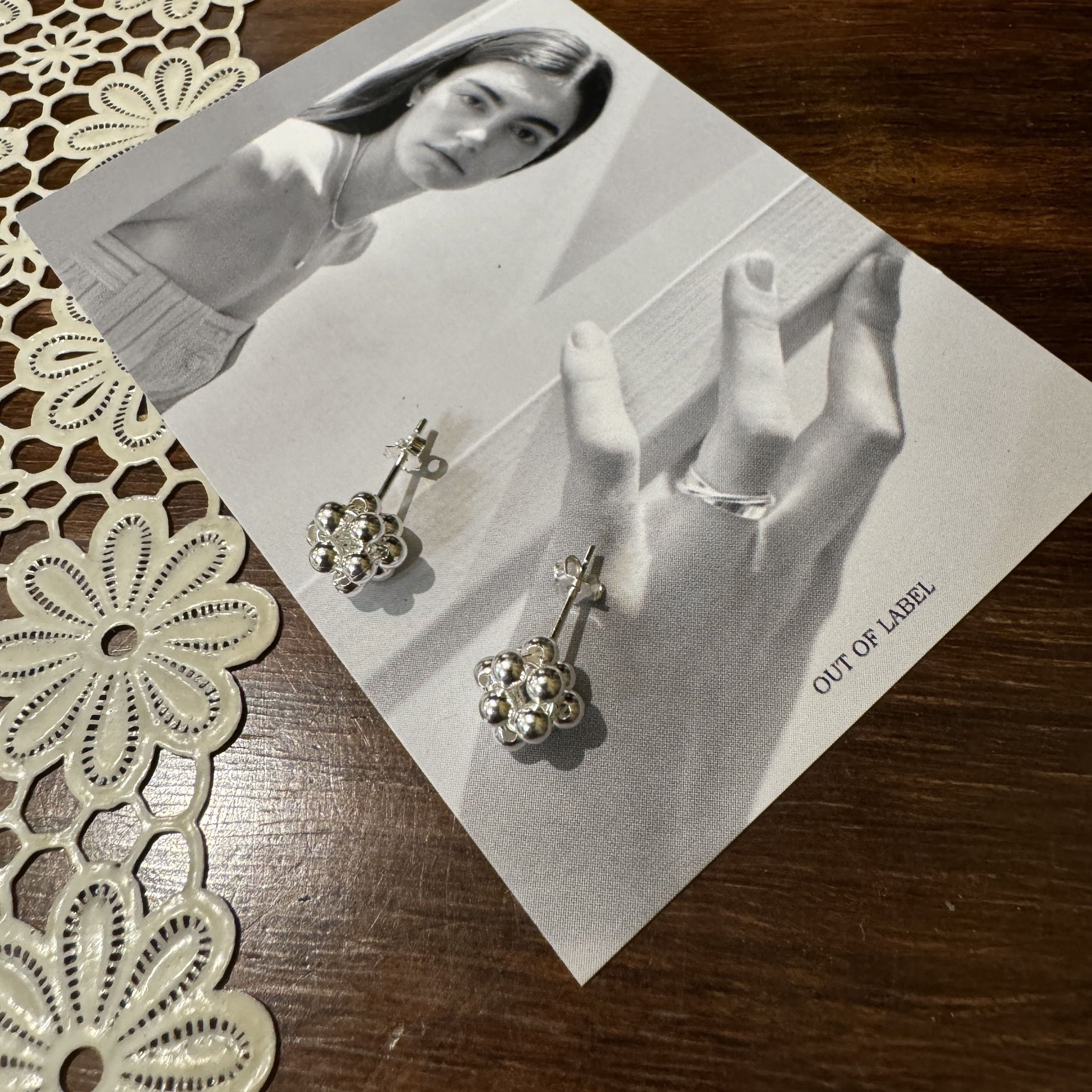 韩国outoflabel花朵纯银耳钉