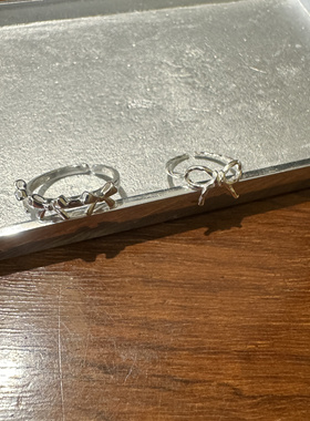 自制out of label多蝴蝶结通体S925纯银开口可爱戒指happyrim同款