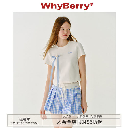 WhyBerry 25SS“春日来信”蝴蝶结飘带T恤短袖甜美