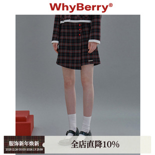 复古少女风不规则半身裙格纹短裙秋冬 左岸午后 WhyBerry 24AW