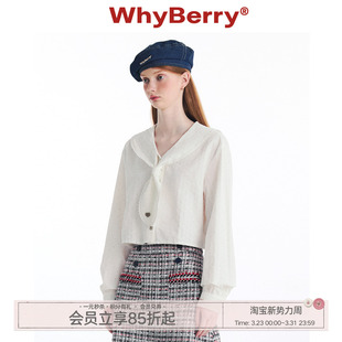 女长袖 WhyBerry 海军领衬衫 星海水手 翻领衬衣甜美学院风 24AW