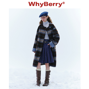 立领格子大衣自带围巾中长款 柏林冬日 厚外套冬 24AW WhyBerry