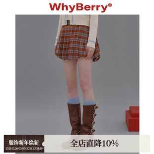 复古A字毛呢花苞裙百搭格纹羊毛短裙 甜心杀手 WhyBerry 24AW