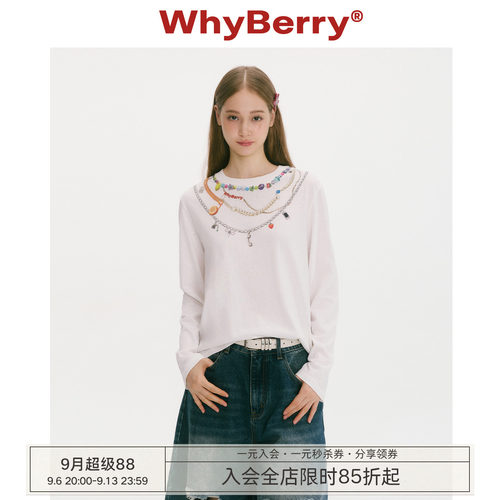 WhyBerry 25AW“夏末回讯”原创链条印花上衣鬼马少女感长袖打底