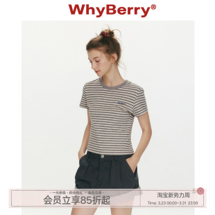 T恤女小个子短款 WhyBerry 复古撞色条纹短袖 盛夏午后 上衣 26SS