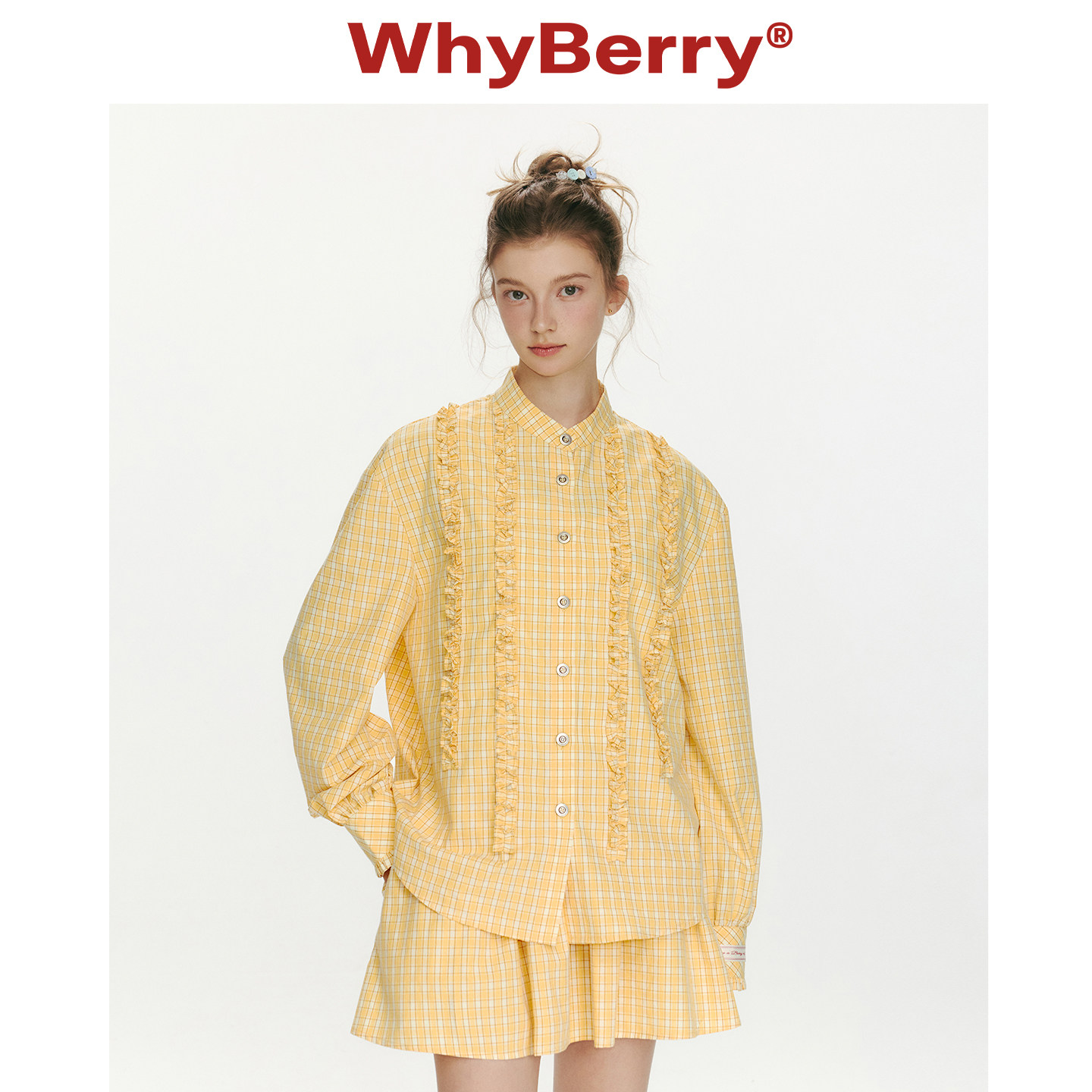 WhyBerry 26SS“编织轨迹”氧气感格子衬衫外套宽松长袖上衣/半裙图片