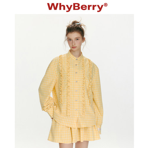 WhyBerry 26SS“编织轨迹”氧气感格子衬衫外套宽松长袖上衣/半裙