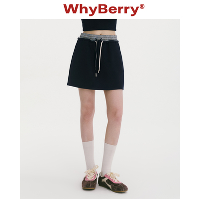 WhyBerry 25AW“禁止时髦”格纹腰头拼接卫裙韩系松弛感减龄短裙