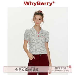 上衣甜美学院风短袖 WhyBerry 碎花娃娃领短款 小夏花语 女 26SS