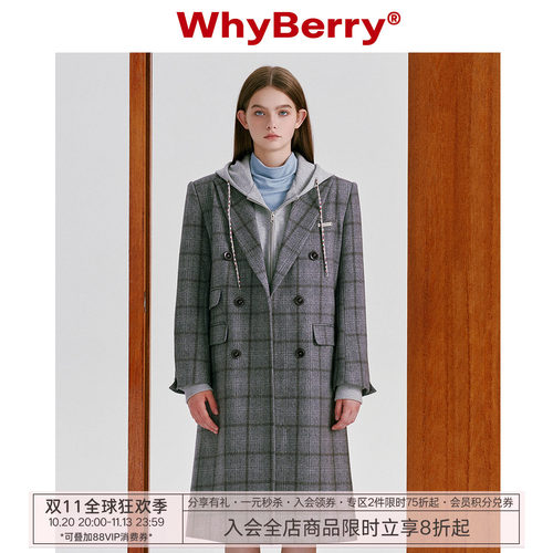 whyberry毛呢大衣中长款