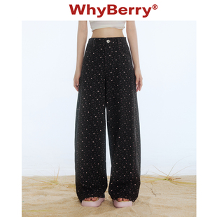 长裤 WhyBerry 少女风春夏新款 碎花休闲弯刀裤 25SS 云朵软糖