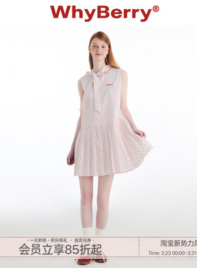 WhyBerry 24SS“波点派对”红白波点复古连衣裙微A深蓝色裙子夏日