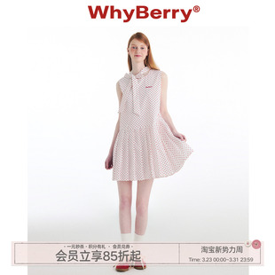 红白波点复古连衣裙微A深蓝色裙子夏日 波点派对 WhyBerry 24SS