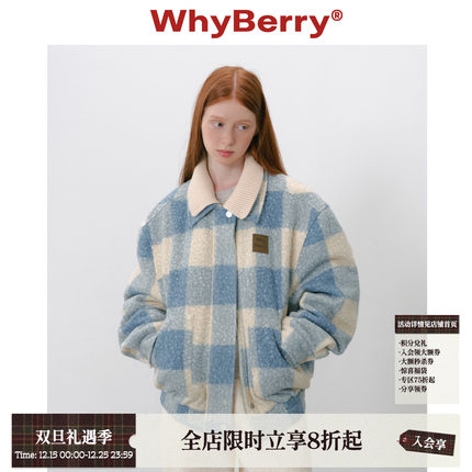 WhyBerry 25AW“海盐华夫饼”格纹夹棉厚外套oversize棒球服秋冬