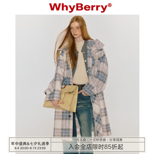 粉色长款毛呢大衣WhyBerry
