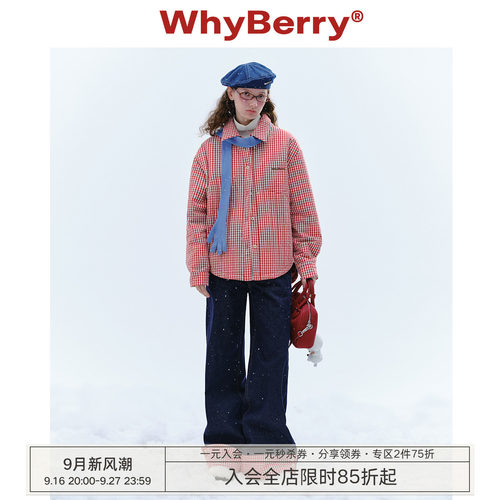 WhyBerry 24AW“莓巧松饼”撞色复古格纹棉服叠穿显瘦冬季外套女