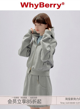WhyBerry 23AW“城市有氧”短款连帽长袖卫衣宽松休闲外套上衣女