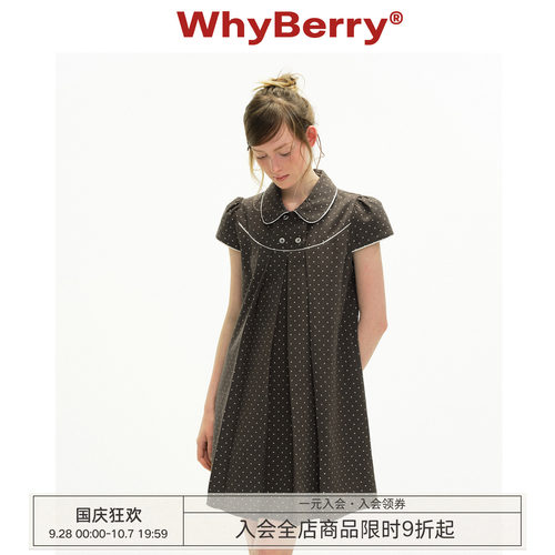 WhyBerry 26SS“迷雾洛可可”复古波点连衣裙女小个子韩系短裙