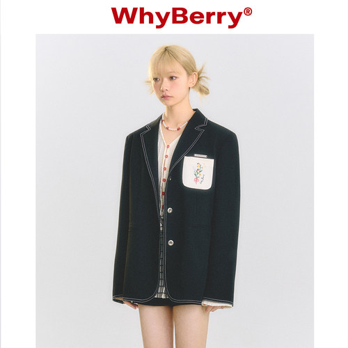 WhyBerry绣花西装外套