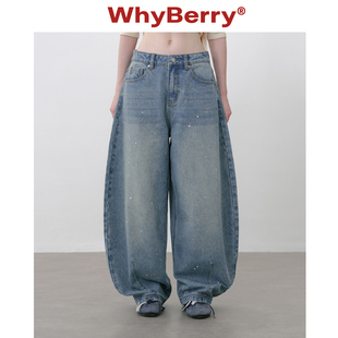 泼墨水洗弯刀裤 WhyBerry 25AW 牛仔廓形 复古休闲百搭牛仔裤