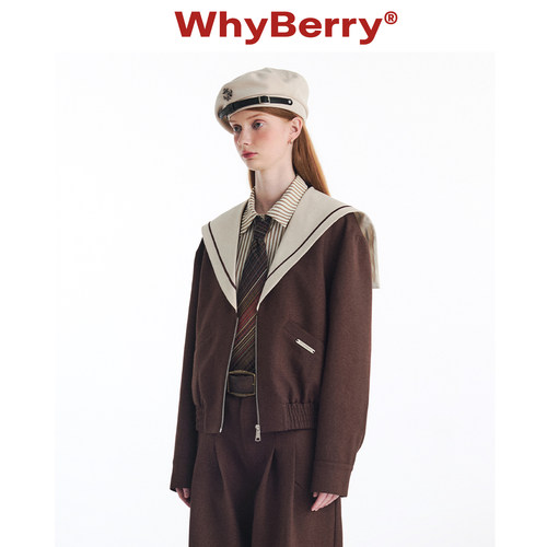 WhyBerry复古中长款肌理面料外套