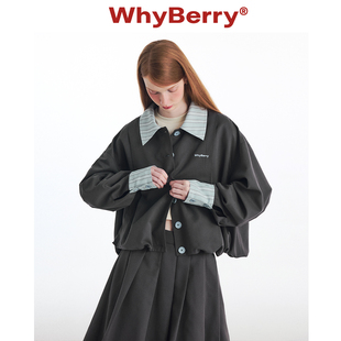 WhyBerry 复古翻领初秋外套慵懒风宽松夹克秋冬 24AW 奶霜贝果