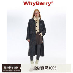 【宅子同款】WhyBerry“半糖摩卡”黑色长款大衣复古外套冬/现货