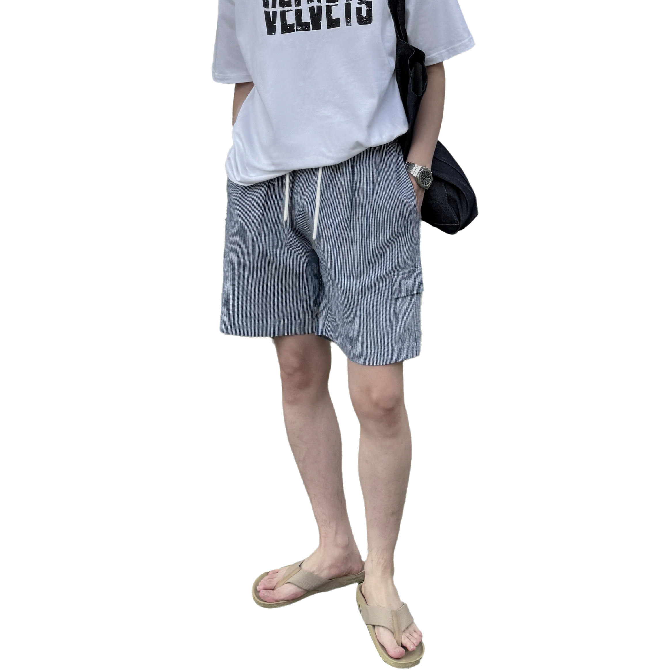 夏日清凉麻料条纹短裤K224/P60控90,男装牛仔裤,电商A242