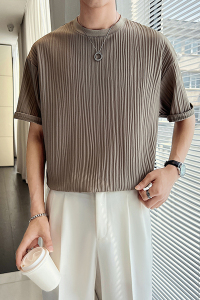 轻熟风冰丝面料男士短袖TEE 黑 ST74 P48/控78图片