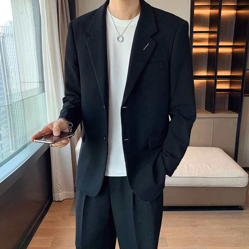 轻熟风色织面料宽松休闲男士西装黑X160/P175控198,男装西服套装,电商A242