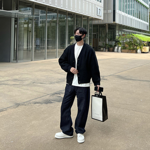 轻熟风粗针加厚男士开衫 黑色 Z63/P115 控148图片