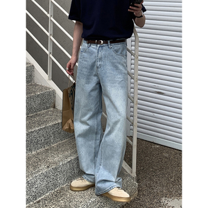 淡蓝水洗阔腿牛仔裤 N12/P88 控138图片