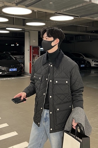 轻熟风菱格中长款棉衣 MY04/P168 控218图片
