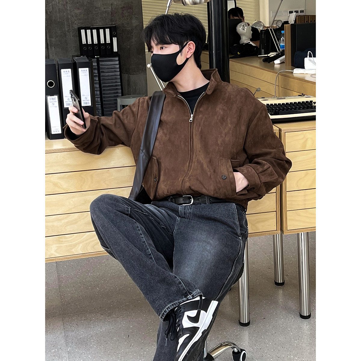 麂皮绒男士立领夹克J23/P145控185,男装夹克,电商A242