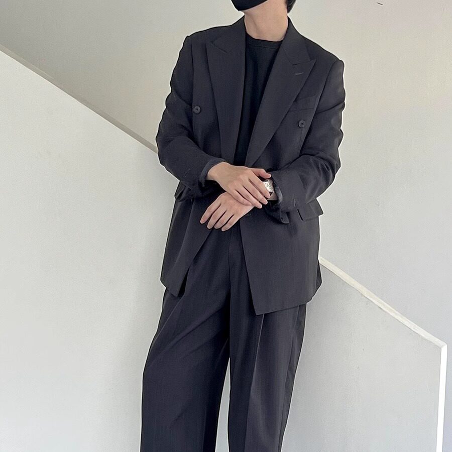 轻薄宽松版型双排扣男士西装黑色X223/P165控198,男装西服套装,电商A242