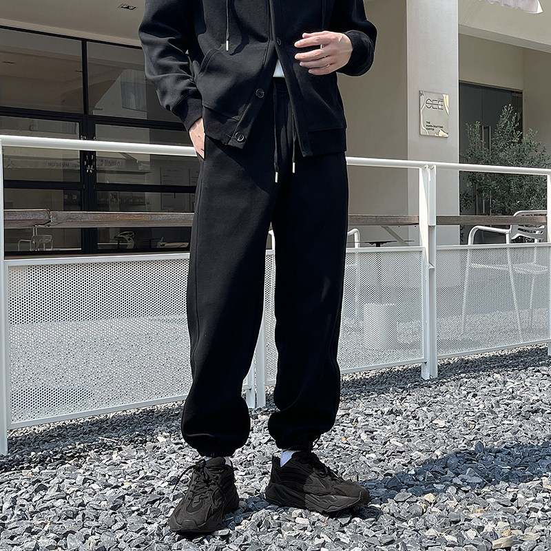 轻熟风侧面拼接收口男士卫裤灰K197/P75控108,男装休闲裤,电商A242