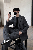 50羊毛男士条纹宽松西装灰色X222/P198控248，男装西服套装，电商A242