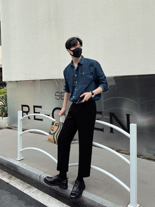 轻熟风男士宽松牛仔衬衫 深蓝 S132/P68  98图片
