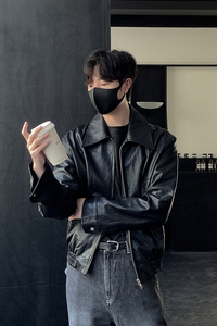 简约款男士大翻领皮夹克J24/P148 控188图片