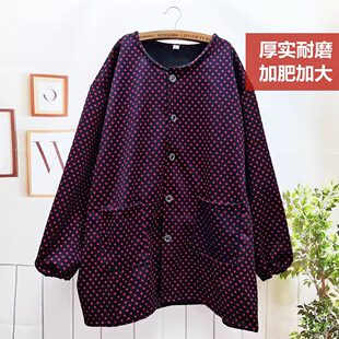 透气柔软花纹开襟纽扣防污正穿大人罩衣大码带袖反穿衣纯棉围裙