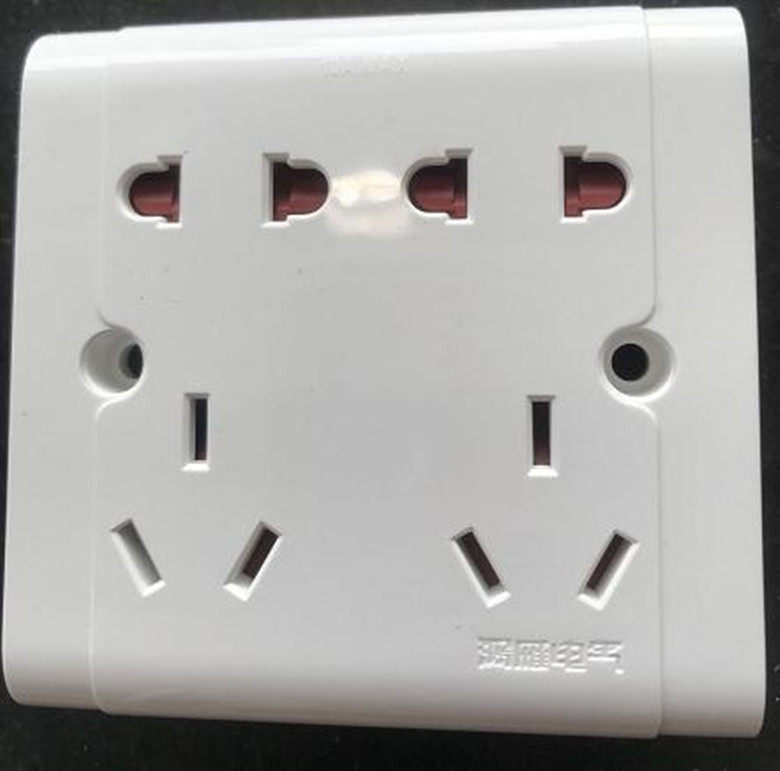 鸿雁康居a86十孔带保护门插座 a86z423a10n/86双五孔